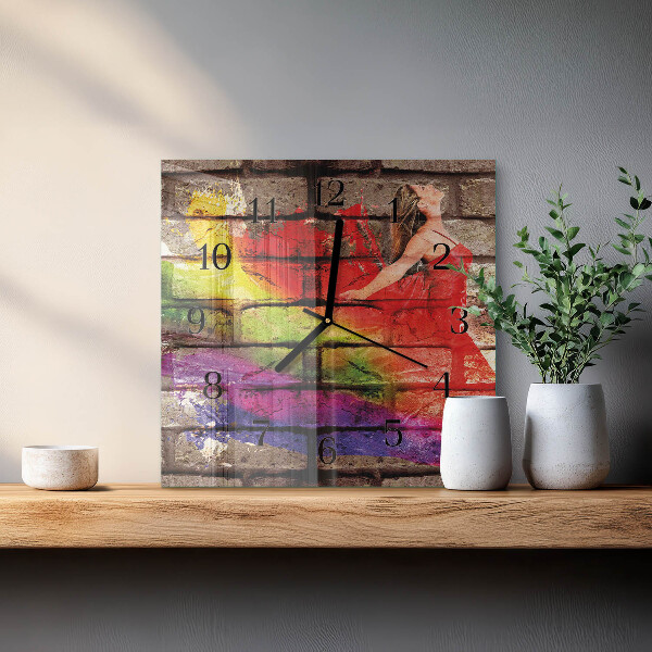Square wall clock Brick