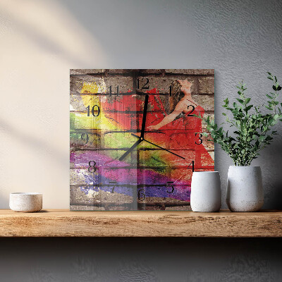 Square wall clock Brick
