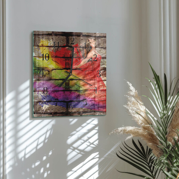 Square wall clock Brick