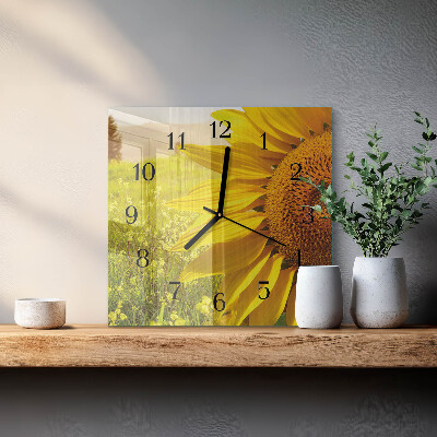 Square wall clock Sunflower