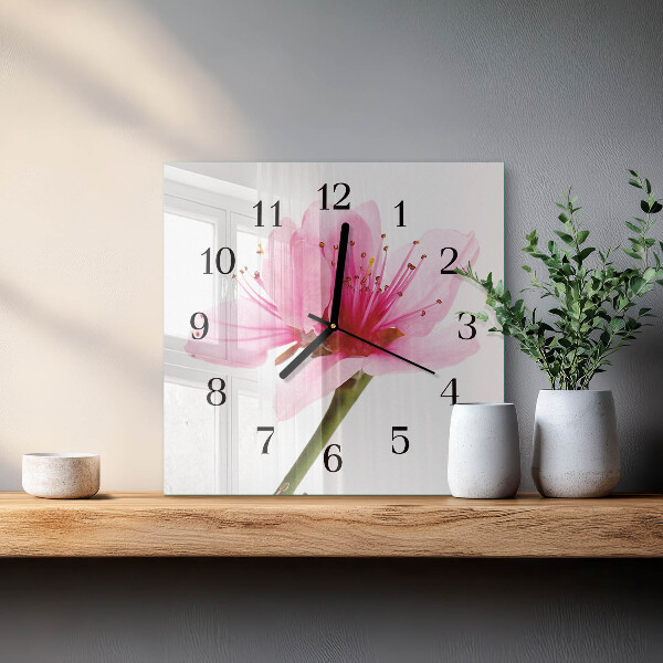 Square wall clock Flower