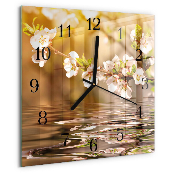 Square wall clock Flowers