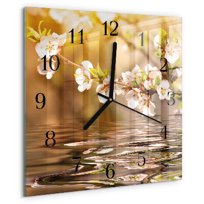 Square wall clock Flowers