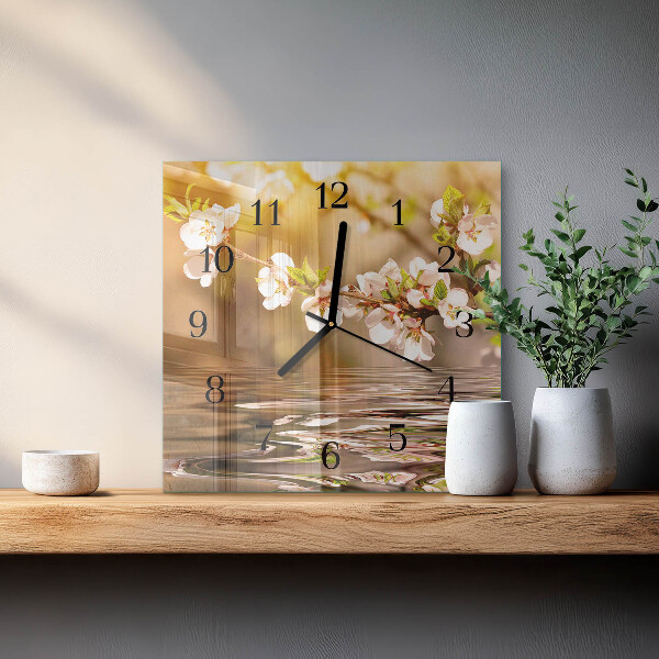 Square wall clock Flowers