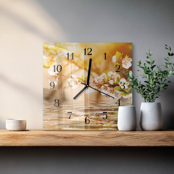 Square wall clock Flowers