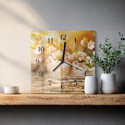 Square wall clock Flowers
