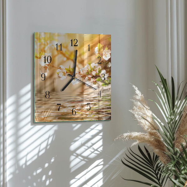 Square wall clock Flowers