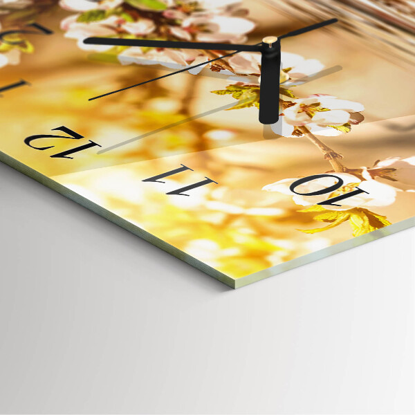 Square wall clock Flowers