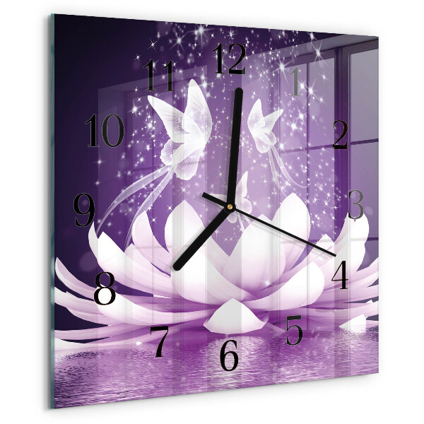 Square wall clock Flower