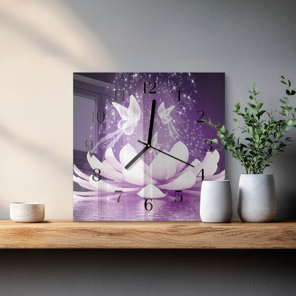 Square wall clock Flower