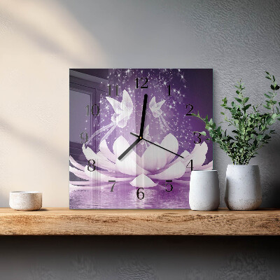 Square wall clock Flower