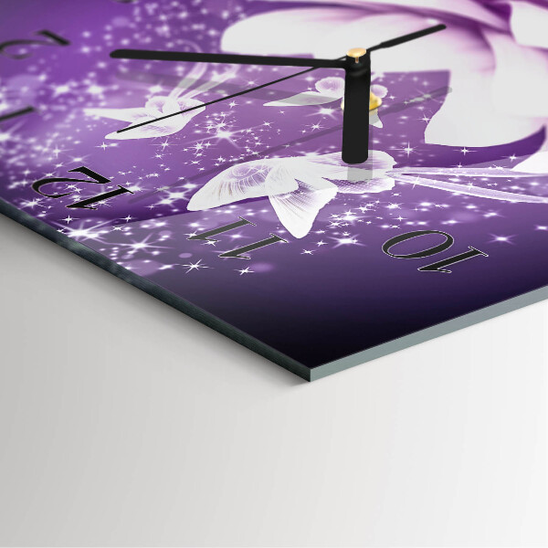 Square wall clock Flower