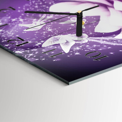 Square wall clock Flower