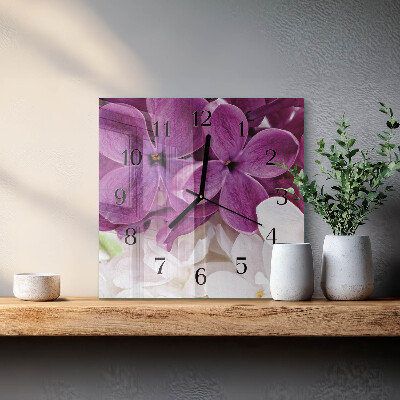 Square wall clock Flowers