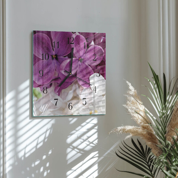 Square wall clock Flowers