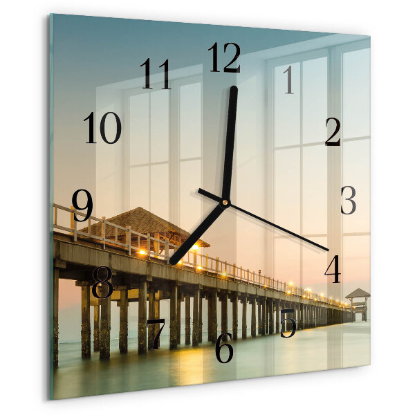 Square wall clock Wooden Walkway