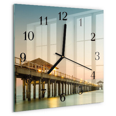 Square wall clock Wooden Walkway