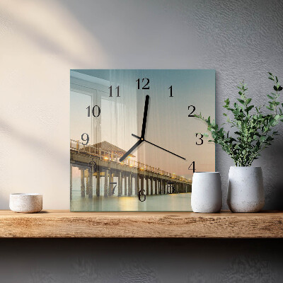Square wall clock Wooden Walkway