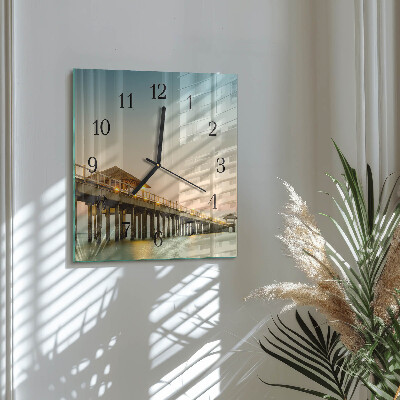 Square wall clock Wooden Walkway