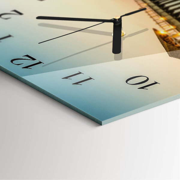 Square wall clock Wooden Walkway