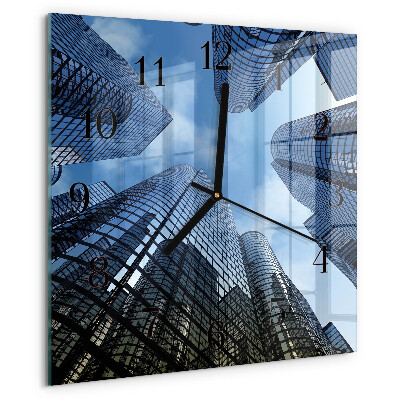 Square wall clock Glass Buildings