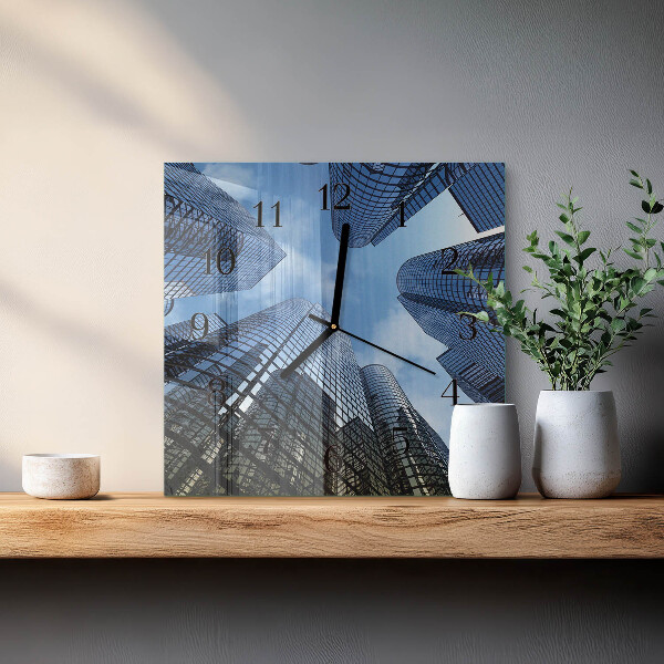 Square wall clock Glass Buildings