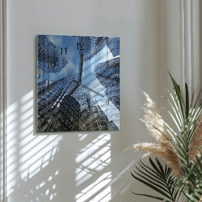 Square wall clock Glass Buildings