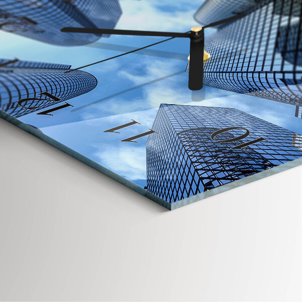 Square wall clock Glass Buildings