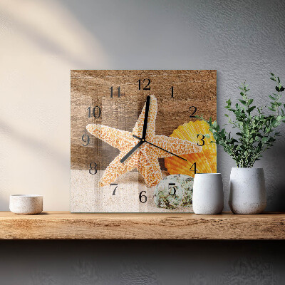 Square wall clock Starfish
