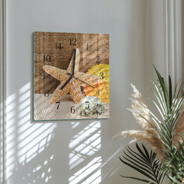 Square wall clock Starfish