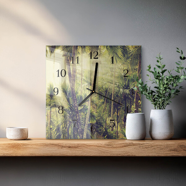 Square wall clock Palm trees