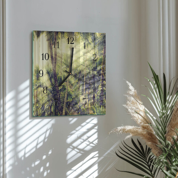 Square wall clock Palm trees