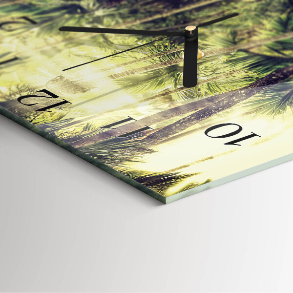 Square wall clock Palm trees