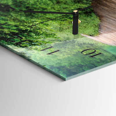 Square wall clock Wooden Walkway