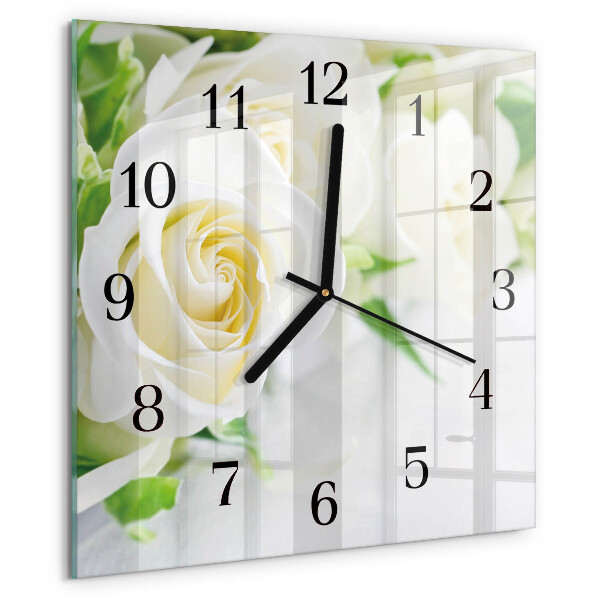 Square wall clock Roses