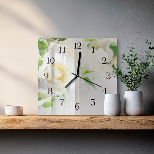 Square wall clock Roses