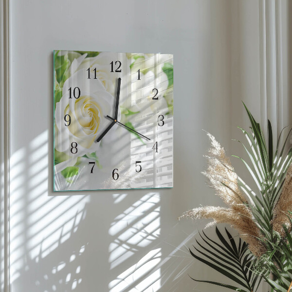 Square wall clock Roses