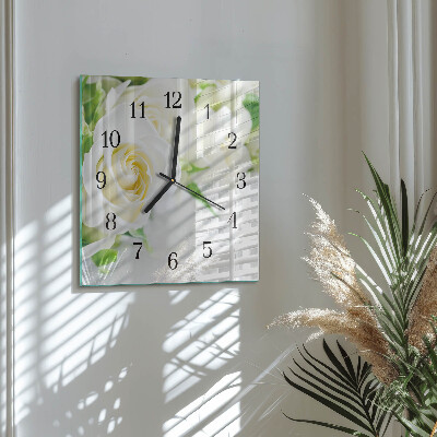 Square wall clock Roses