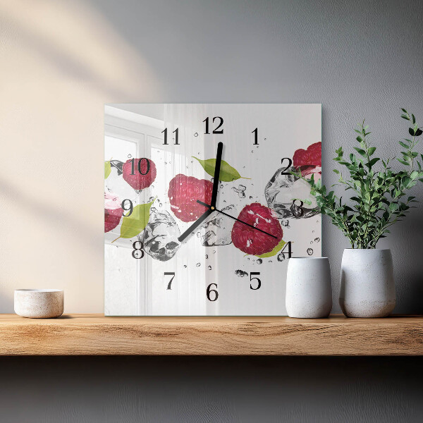 Square wall clock Raspberries