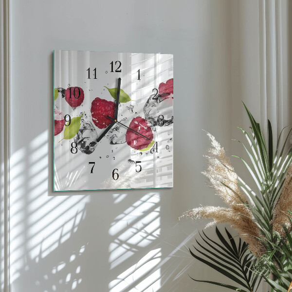 Square wall clock Raspberries