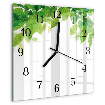 Square wall clock Leaves