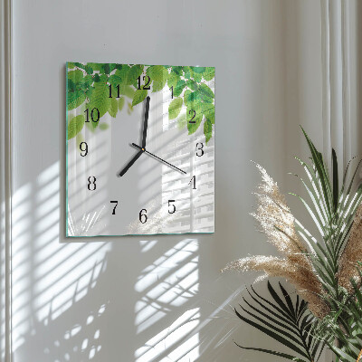 Square wall clock Leaves