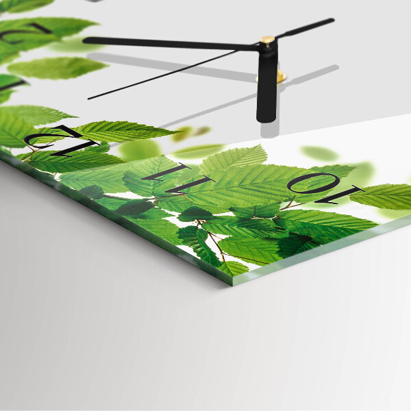 Square wall clock Leaves