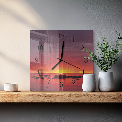 Square wall clock Sunset