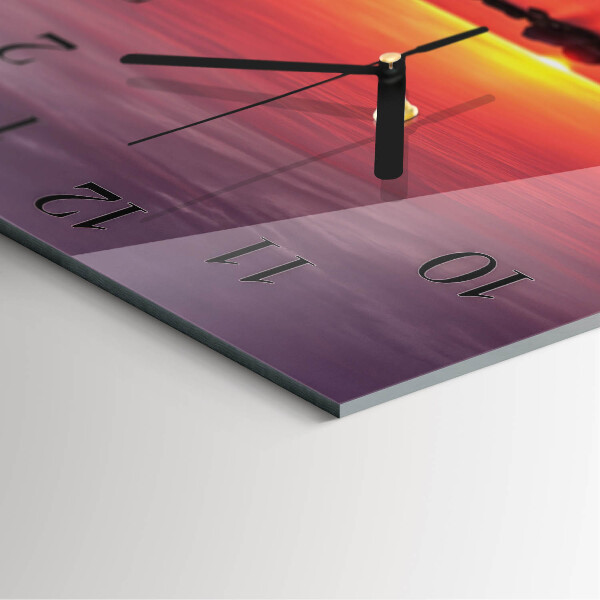 Square wall clock Sunset