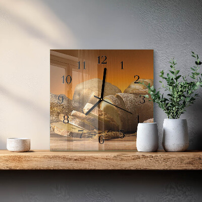 Square wall clock Bread
