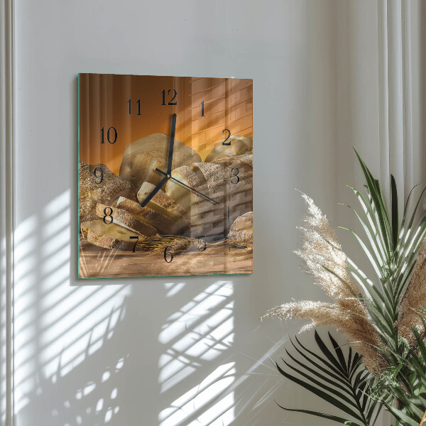 Square wall clock Bread