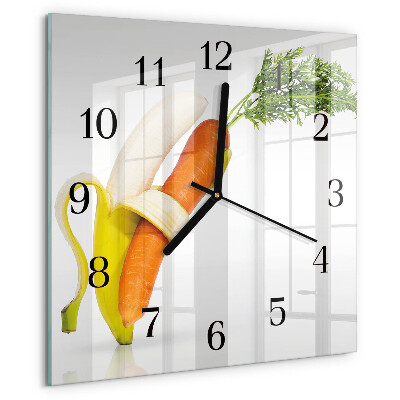Square wall clock Carrots and Bananas