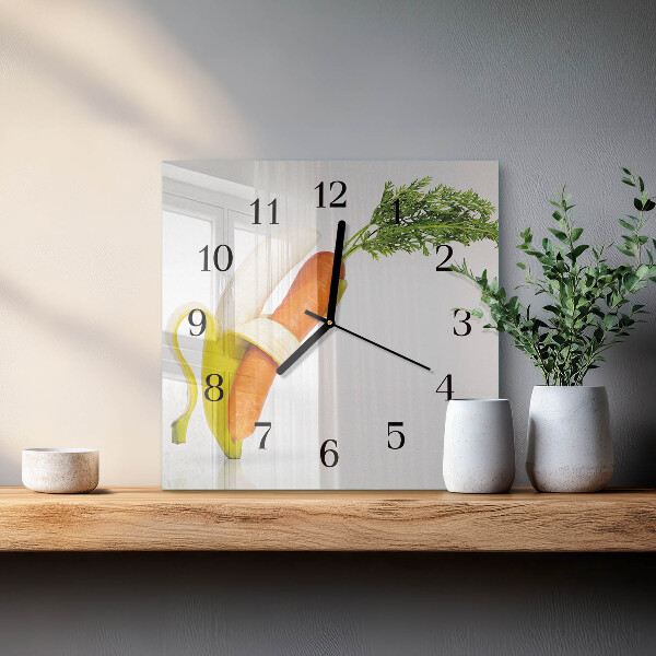 Square wall clock Carrots and Bananas