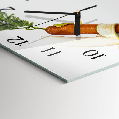 Square wall clock Carrots and Bananas
